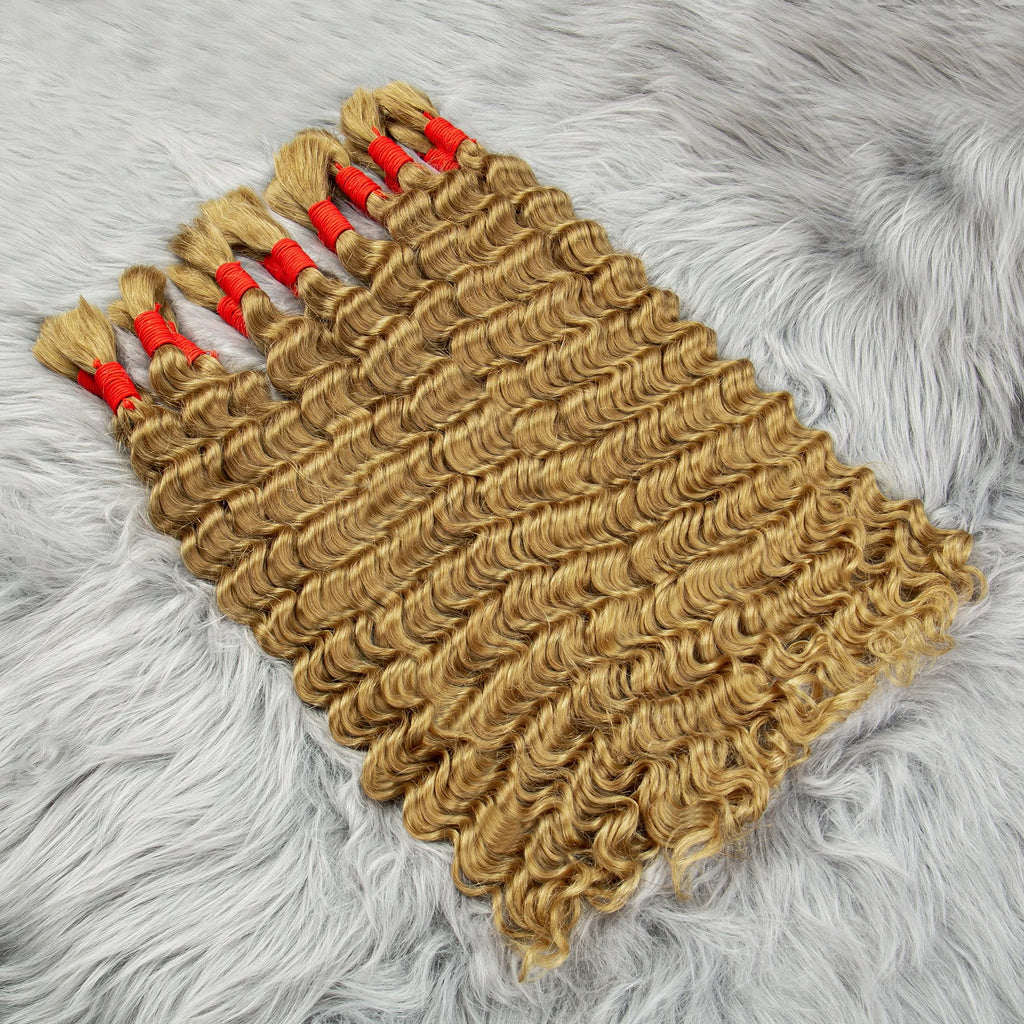 Blonde Deep Wave Human Hair Bundles 28 Inch #27 Colored Human Hair Bundles Brazilian Human Hair Bundles Deep Wave Boho Braids