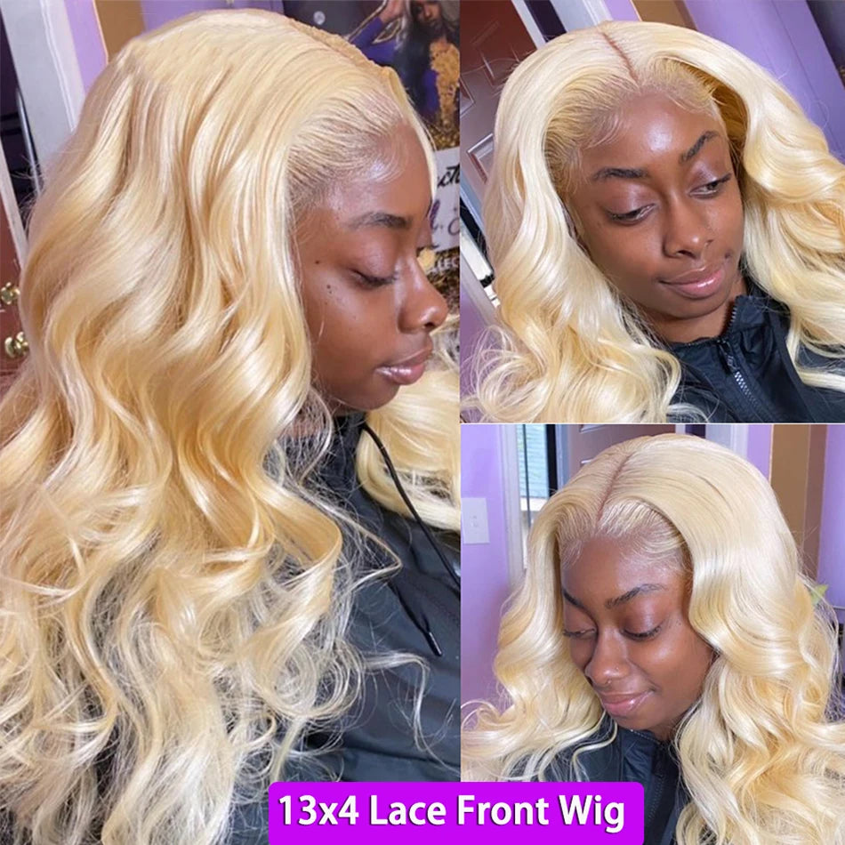13x4 HD Transparent 613 Blonde Lace Frontal Human Hair Wigs 613  Wig Brazilian Bone body wave Lace Front Human Hair Wigs