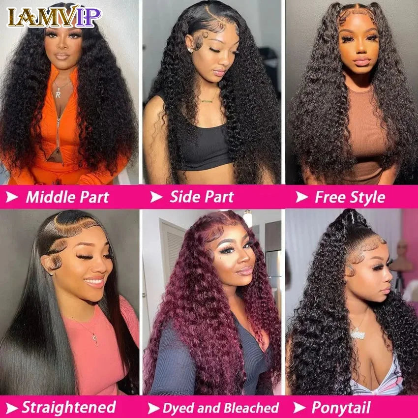 Deep Wave Frontal 13x4/13x6 Hd Lace Frontal For Women Black Glueless Human Hair Ready To Wear Human Hair Wigs