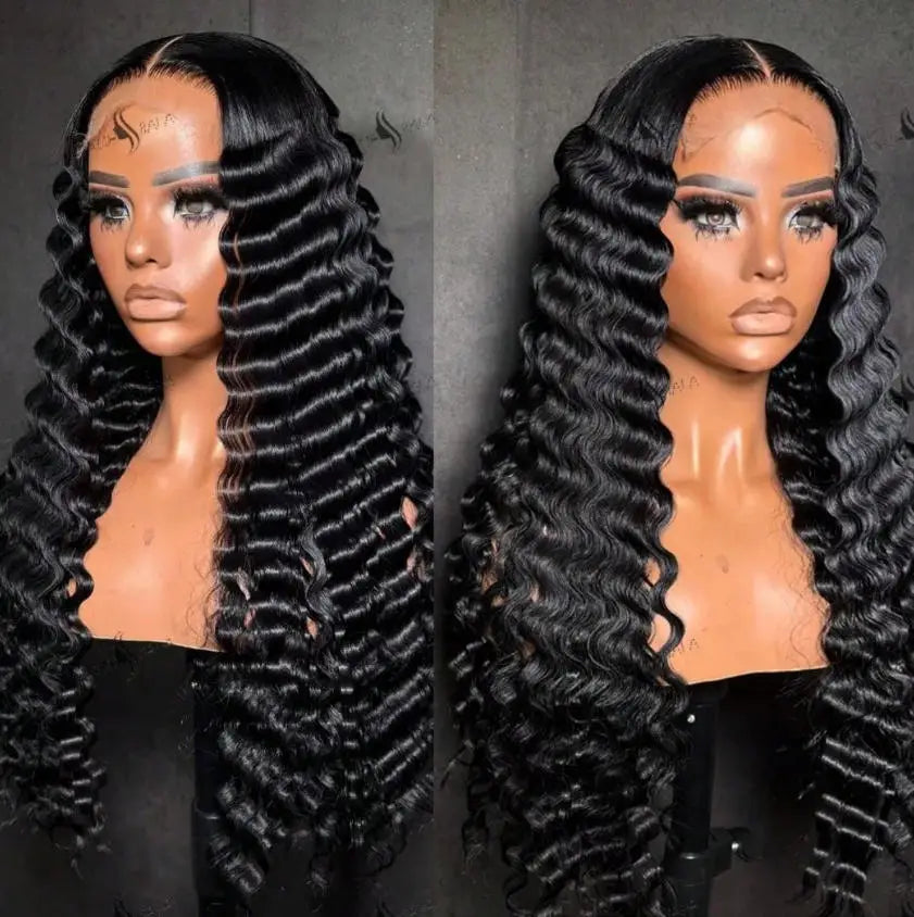 13x6 Brazilian Deep Wave Lace Front Wigs 250% Density Swiss Lace 28 30 Inch Glueless Wigs Pre Plucked Natural Hairline For Women