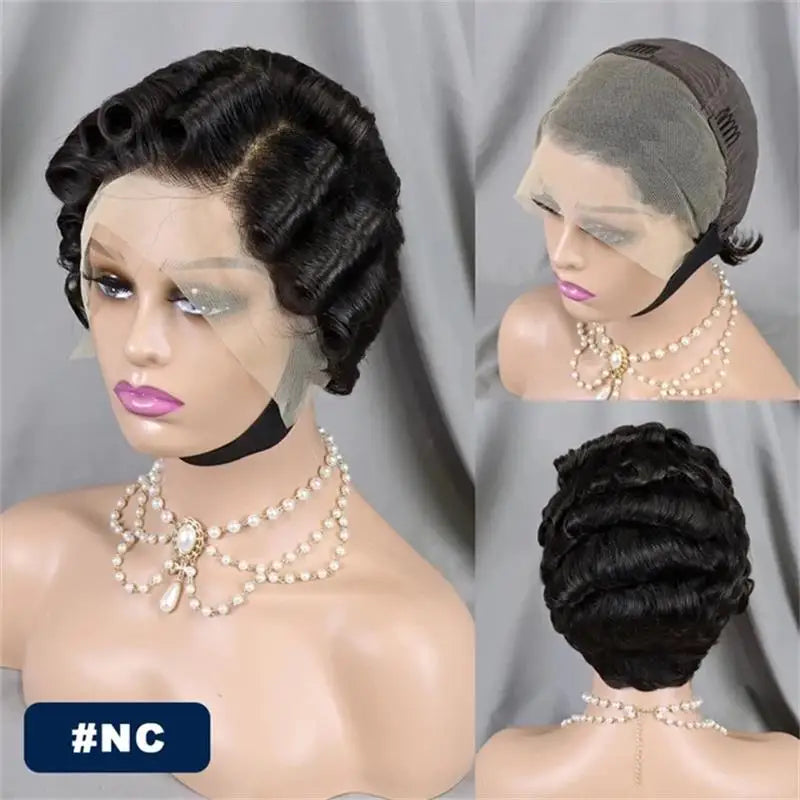 Full Hand Weaving Short Curly Wig 13*4 Lace Frontal Design Brazilian Virgin Remy Human Hair New Style Comfortable & Natural Fit