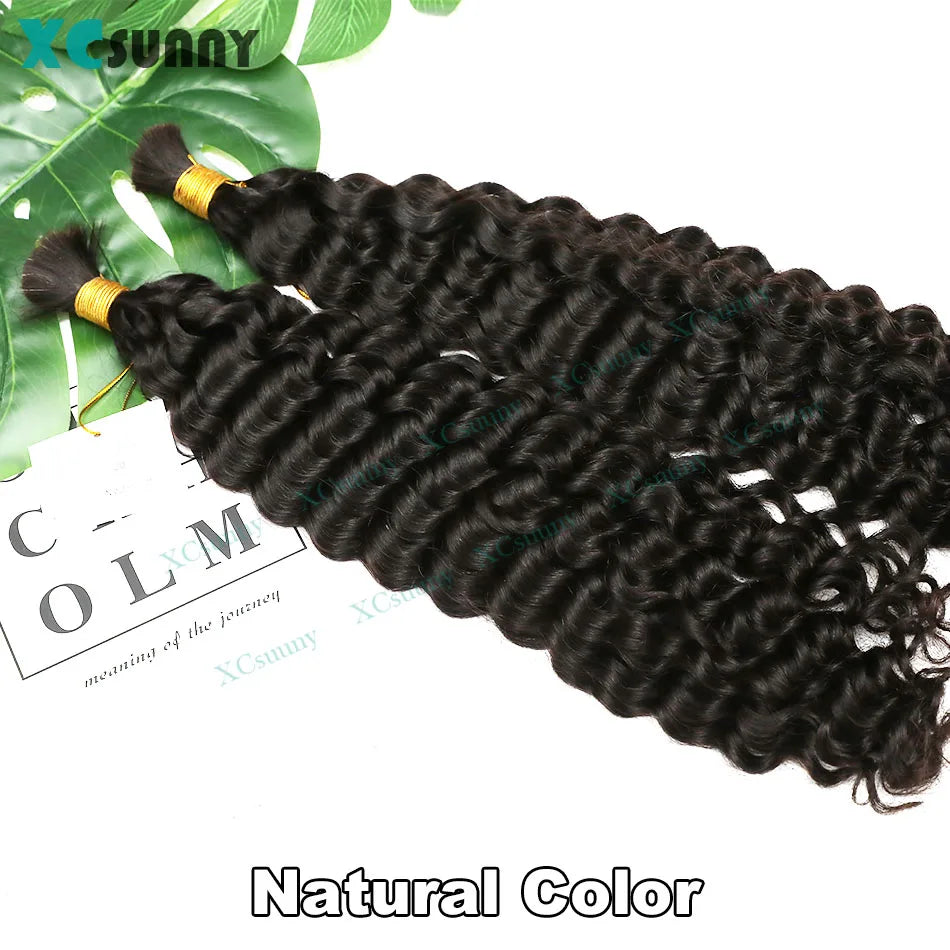 Bulk Curly Human Hair For Braiding 27 Burmese Bulk Human Hair Deep Wave 30 For Boho Knotless Braids Double Drawn Bundles