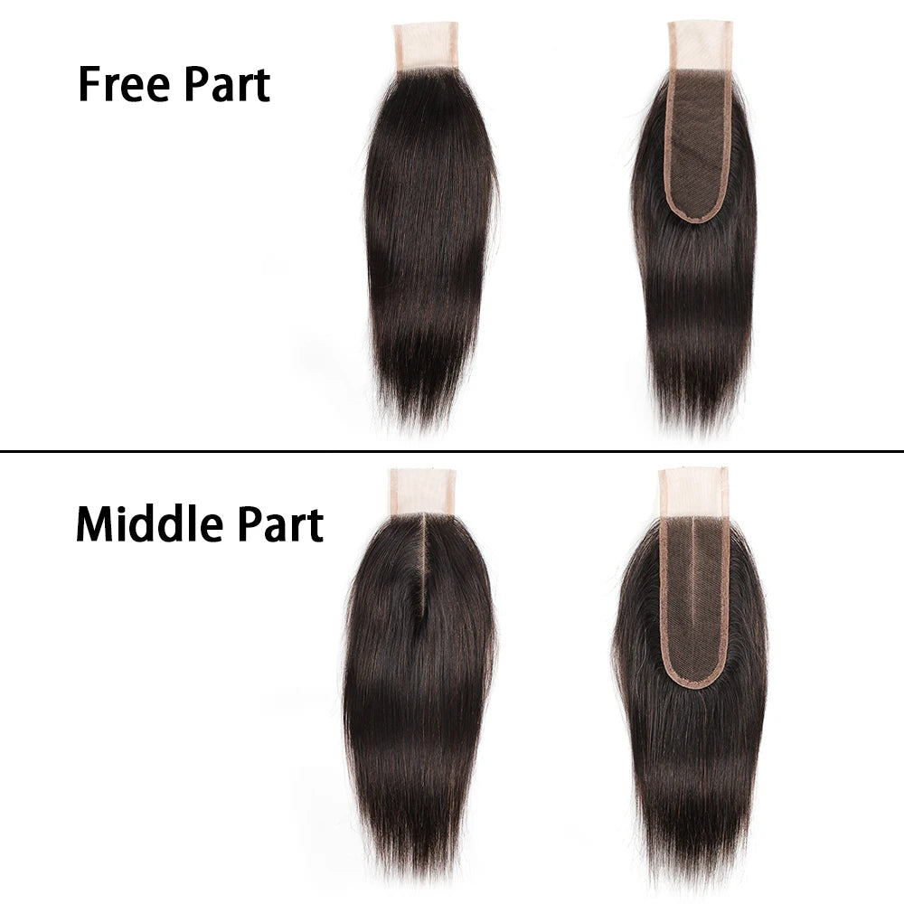 Straight 2x6 Lace Closure Body Wave 2*6 Closures Remy Indian Human Hair Transparent 150% Density Deep Middle Part Laces
