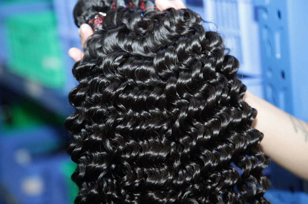 26 34 38 Inch Deep Wave Human Hair Bundles Brazilian Remy Unprocessed Weaving Curly Hair Bundles Weave Extensions Deals