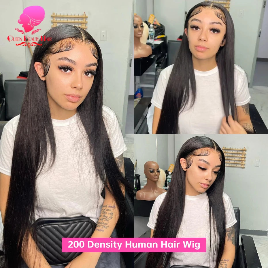 300 Density Lace Wig Human Hair Lace Frontal Wigs Natural Black Brazilian Bone Straight 13x4 13x6 360 Lace Front Human Hair Wig