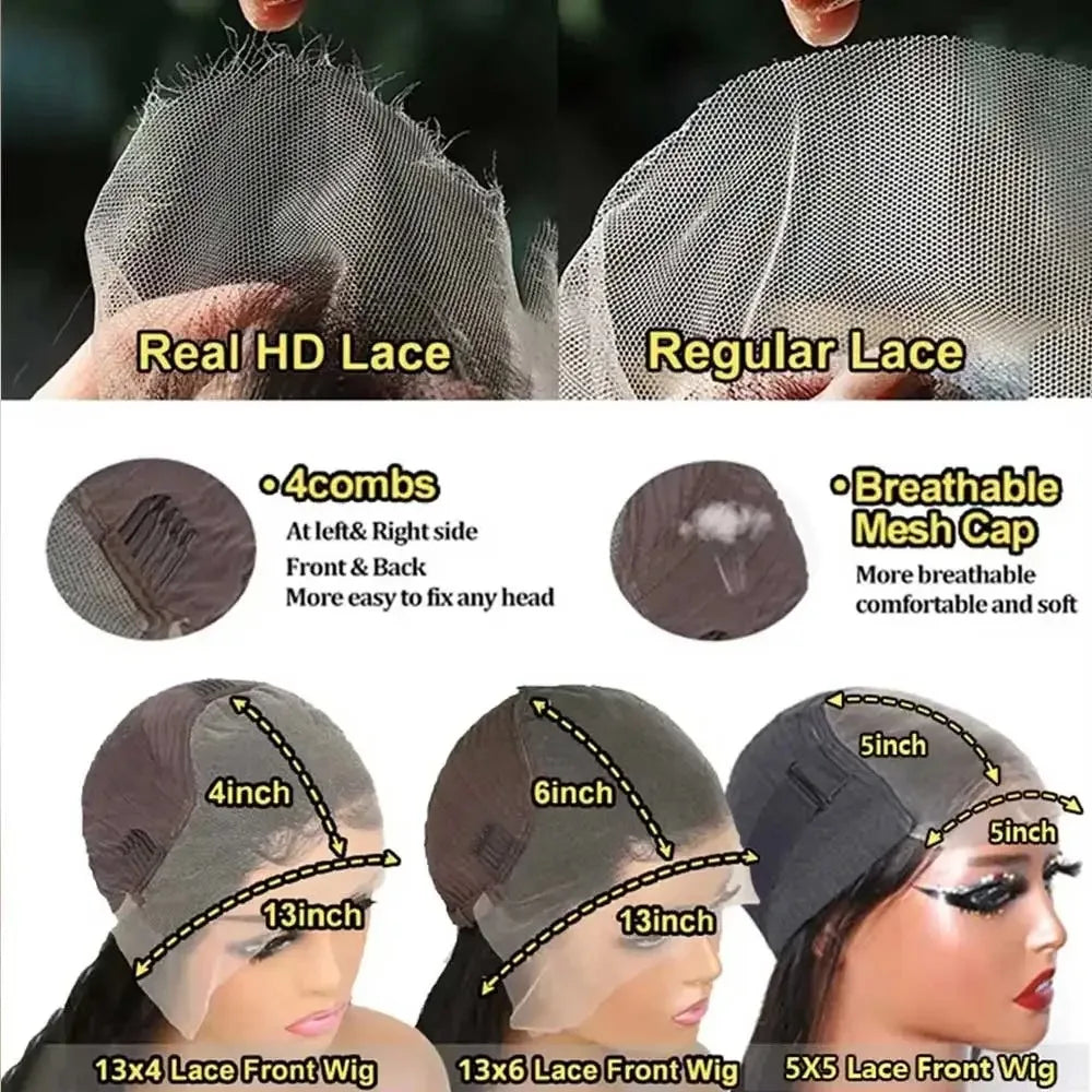 13x6 Brazilian Deep Wave Lace Front Wigs 250% Density Swiss Lace 28 30 Inch Glueless Wigs Pre Plucked Natural Hairline For Women