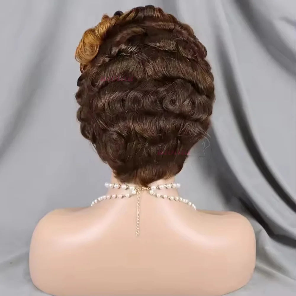 Full Hand Weaving Short Curly Wig 13*4 Lace Frontal Design Brazilian Virgin Remy Human Hair New Style Comfortable & Natural Fit