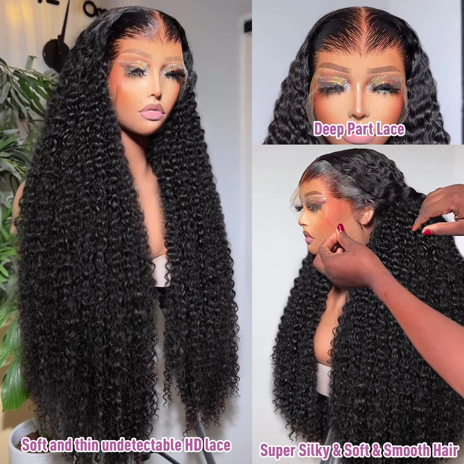 Links 250 Density Curly Wigs 13x6 13x4 HD Lace Frontal Human Hair Wigs  30 40 Inch Remy Deep Wave 5x5 Glueles Lace Wig For Women