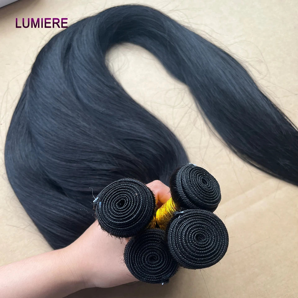 40inch Bone Straight Human Hair Bundles 100% Brazilian Raw Virgin Human Hair 1/3/4 Bundles for Women 18A Thick Bundles Wholeasle