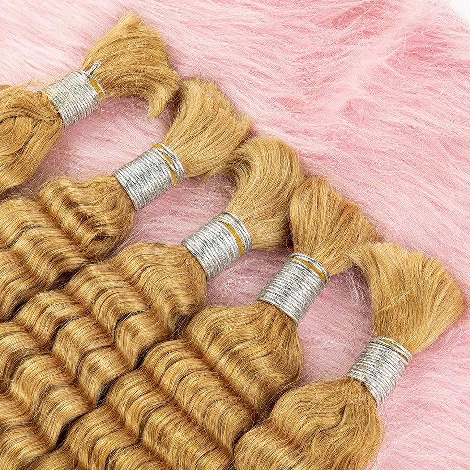 Blonde Deep Wave Human Hair Bundles 28 Inch #27 Colored Human Hair Bundles Brazilian Human Hair Bundles Deep Wave Boho Braids