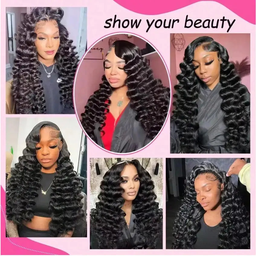13x6 Brazilian Deep Wave Lace Front Wigs 250% Density Swiss Lace 28 30 Inch Glueless Wigs Pre Plucked Natural Hairline For Women