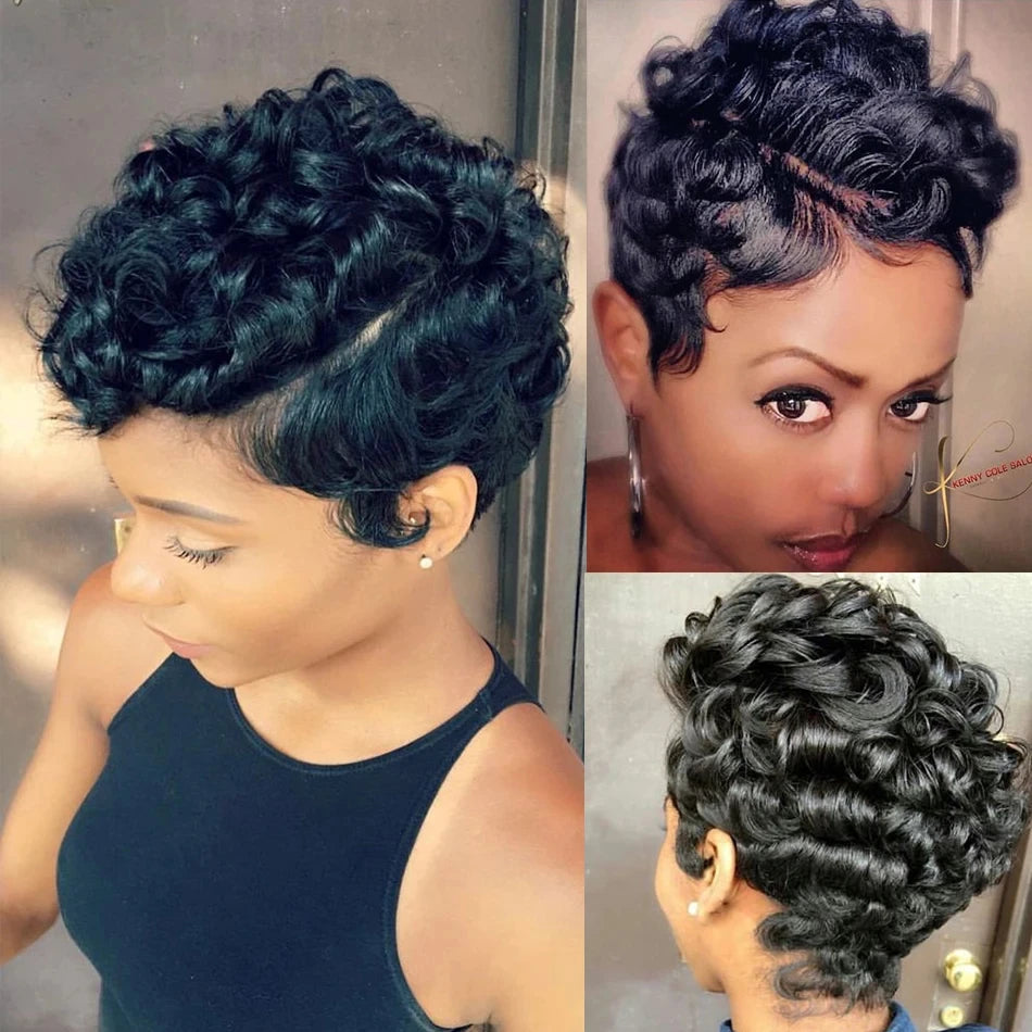 Full Hand Weaving Short Curly Wig 13*4 Lace Frontal Design Brazilian Virgin Remy Human Hair New Style Comfortable & Natural Fit
