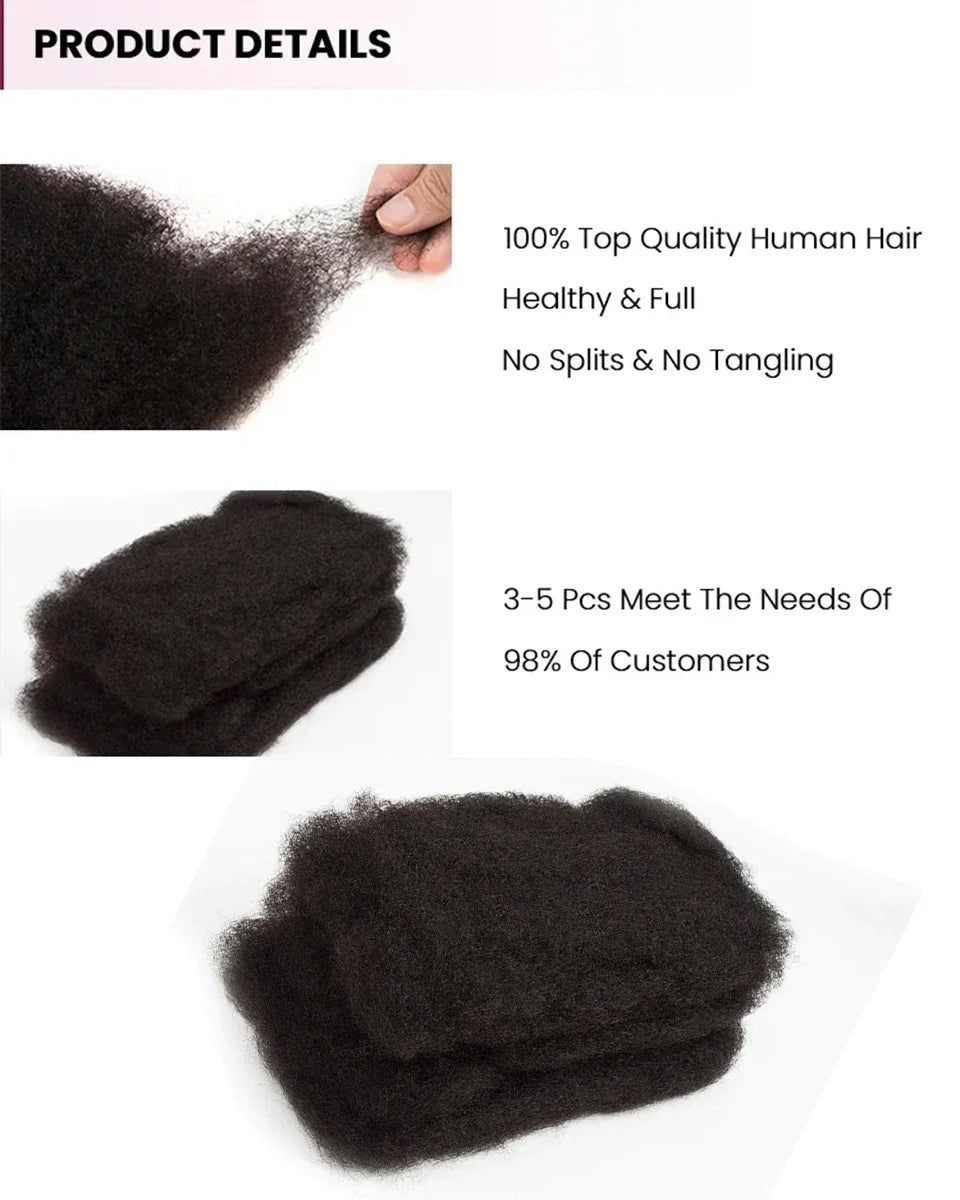 Best Sale Afro Kinky Bulk Twist Braids Hair100% Human Hair for Braiding Dreadlocks Extentions Remy Bulk Hair No Attachment