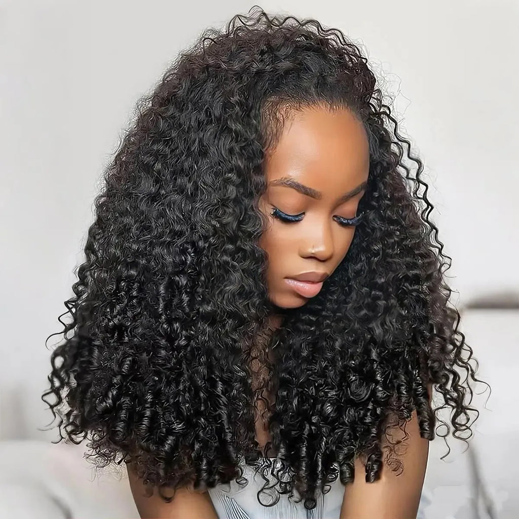 Pre Looped Crochet Human Hair Extensions Burmese Curly Feather-Line Invisible Crochet Hair Pre Separated Knotless For Braiding