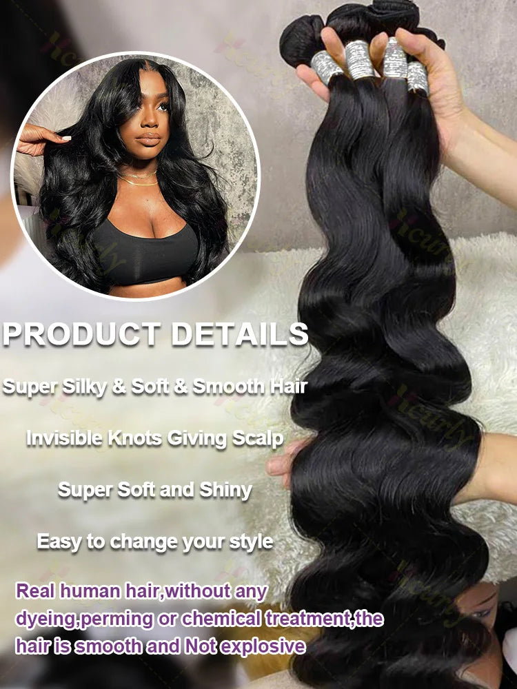 30 34 Inch Body Wave Raw 1 3 4 Bundles Indian Unprocessed Human Hair Wavys Double Drawn Virgin Bundles Weave Extensions