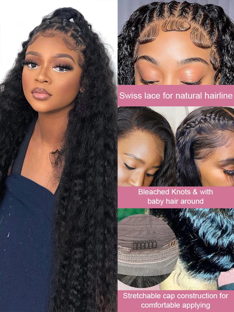 200 Density Water Curly 13x6 HD Lace Frontal Human Hair Wigs Brazilian 30 40 Inch Loose Deep Wave 13x4 Lace Front Wig For Women