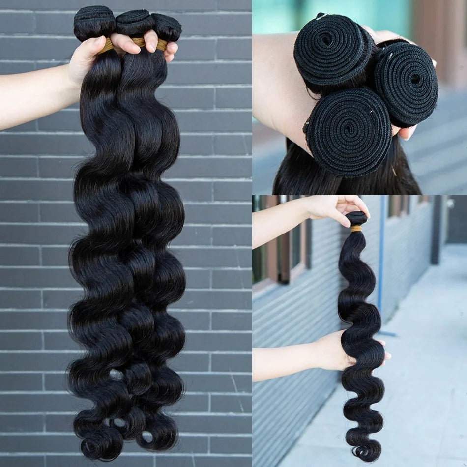 30 34 Inch Body Wave Raw 1 3 4 Bundles Indian Unprocessed Human Hair Wavys Double Drawn Virgin Bundles Weave Extensions