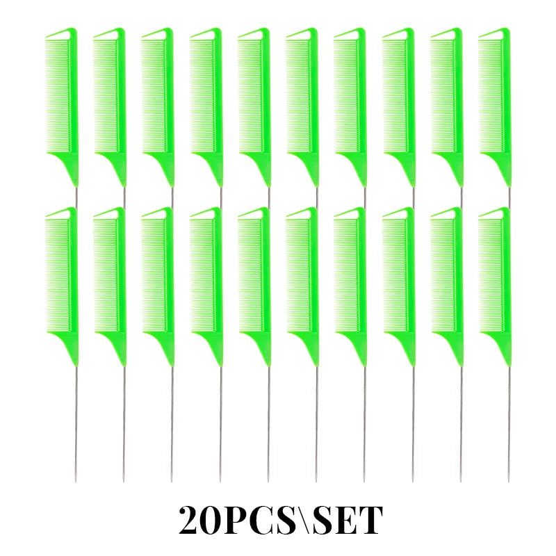 10/20PCS Professional Hair Styling Pointy Tail Comb（Black, Purple, Pink, Green, Yellow） for Wig, Partition, Braid, Hair Dye,