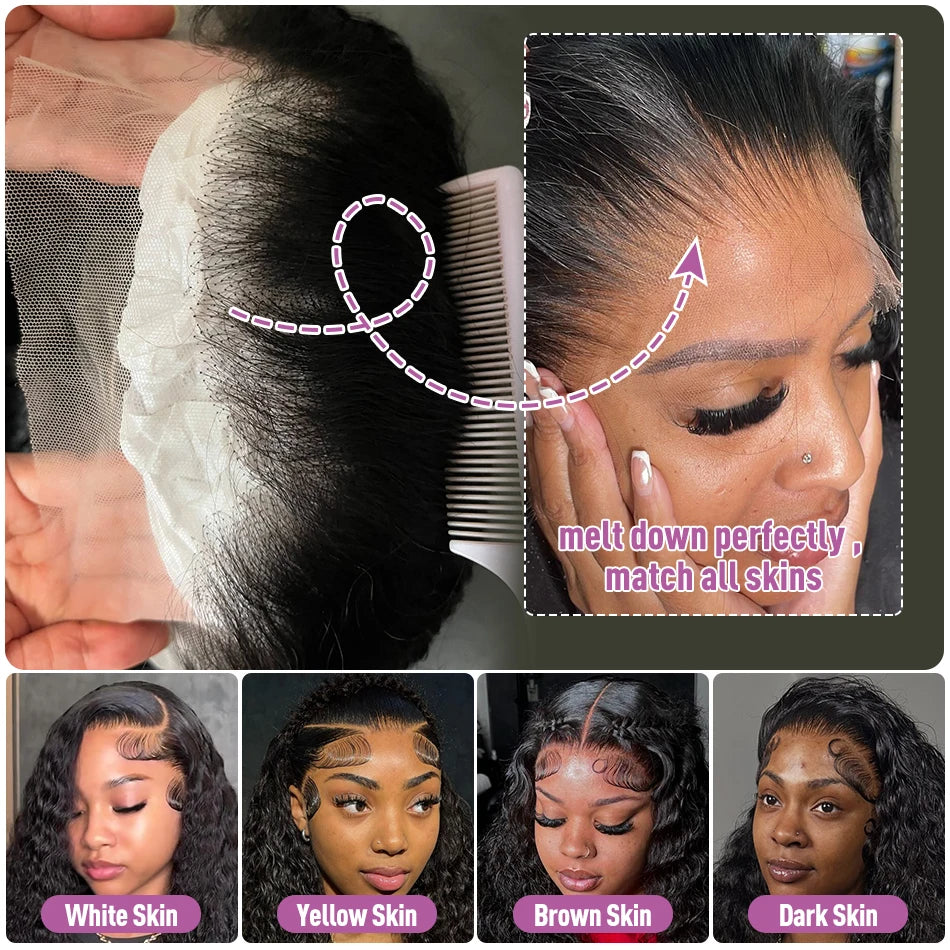 Links 250 Density Curly Wigs 13x6 13x4 HD Lace Frontal Human Hair Wigs  30 40 Inch Remy Deep Wave 5x5 Glueles Lace Wig For Women