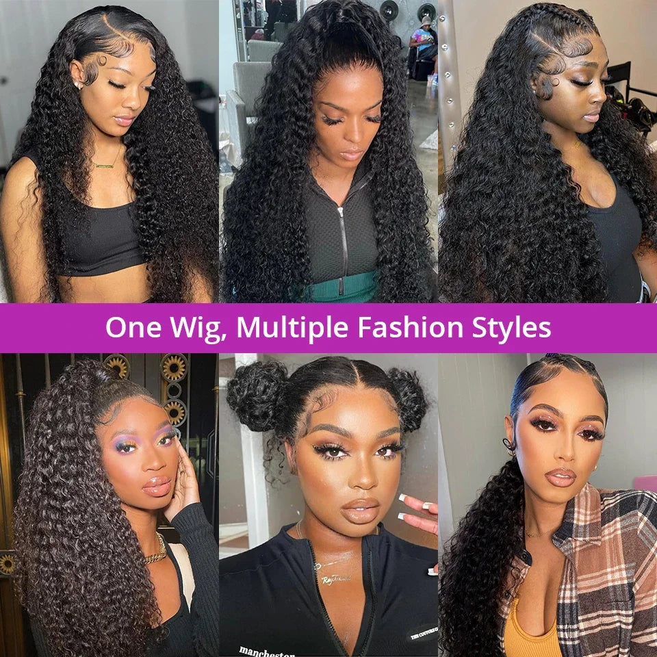Glueless Wigs Human Hair Ready To Wear Water Wave Glueless Wigs Pre Plucked Pre Cut Lace 5x7 Kinky Curly Wigs For Women On Sale