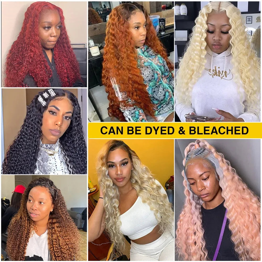 Deep Wave Frontal 13x4/13x6 Hd Lace Frontal For Women Black Glueless Human Hair Ready To Wear Human Hair Wigs