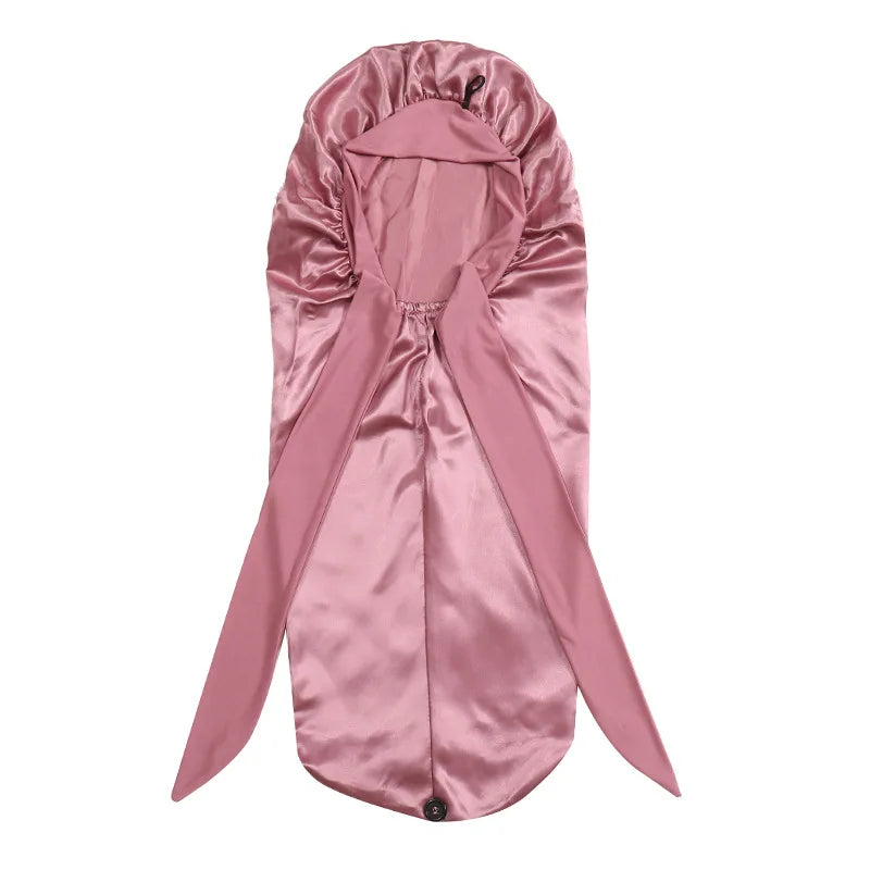 Soft Silky Long Satin Bonnet For Natural Hair And Curly Hair Extra Large Size Hair Cap With Tie For Comfortable Night Sleep 1Pcs