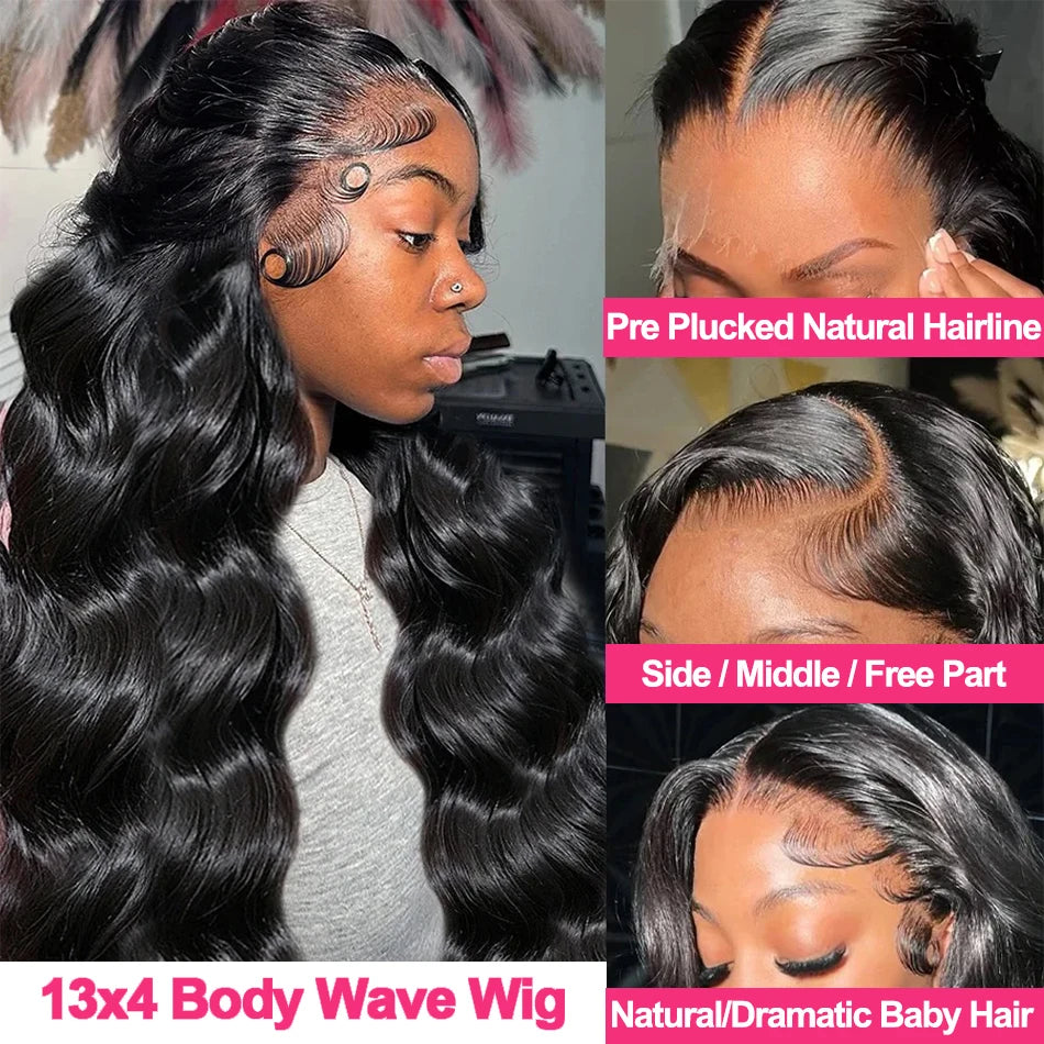 Body Wave 360 Full HD Lace Frontal Wigs Human Hair Preplucked Brazilian Glueless Wig 200 Density 13x4 Lace Front Human Hair Wig