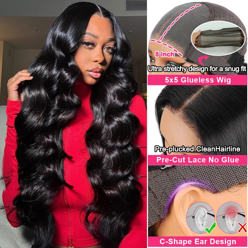 Body Wave 360 Full HD Lace Frontal Wigs Human Hair Preplucked Brazilian Glueless Wig 200 Density 13x4 Lace Front Human Hair Wig