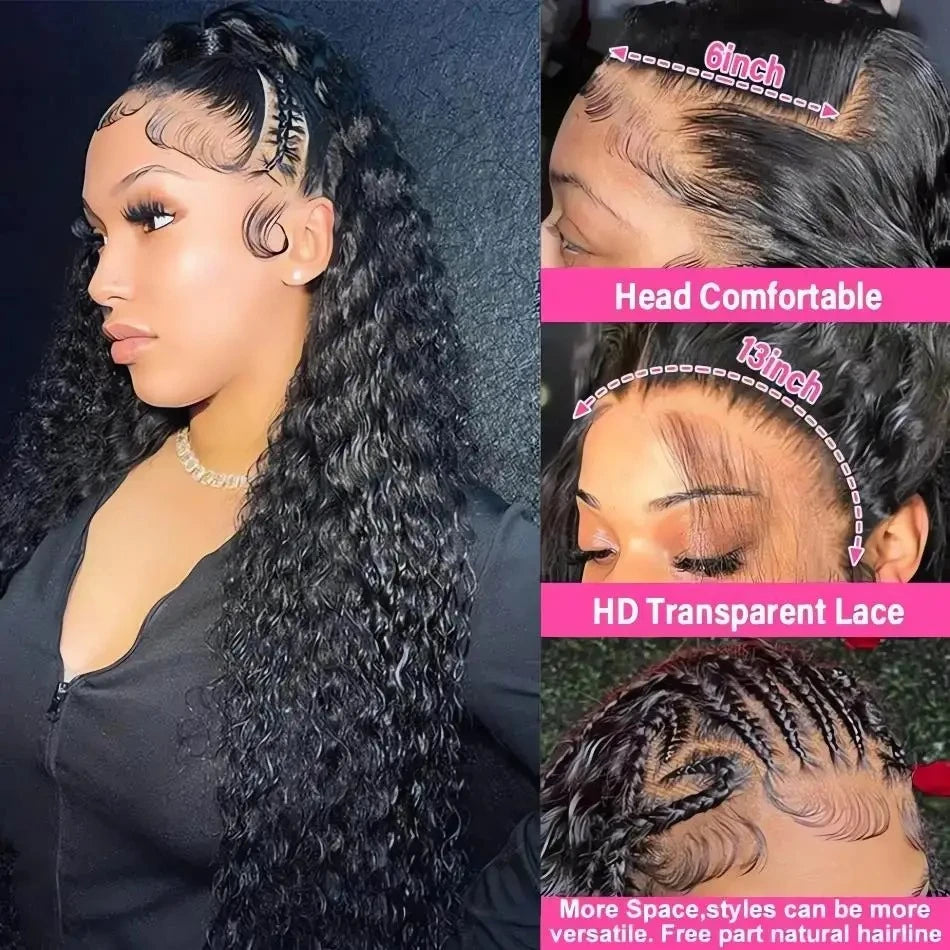 Luvin Curly Wigs 13x6 Hd Lace Wigs Loose Deep Wave Frontal Wig Brazilian Curly Human Hair Wigs Water Wave Glueless Wig For Women