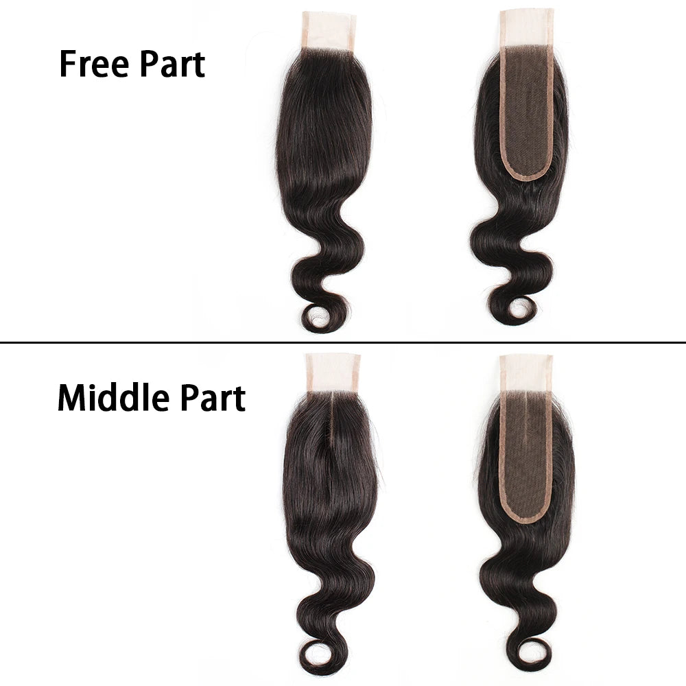 Straight 2x6 Lace Closure Body Wave 2*6 Closures Remy Indian Human Hair Transparent 150% Density Deep Middle Part Laces