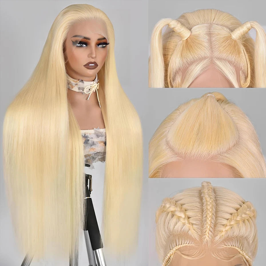 13x6 HD Transparent Lace 613 Blonde 360 Lace Front Human Hair Wig 13x4 Frontal Straight Wig Brazilian Pre plucked Wigs For Women