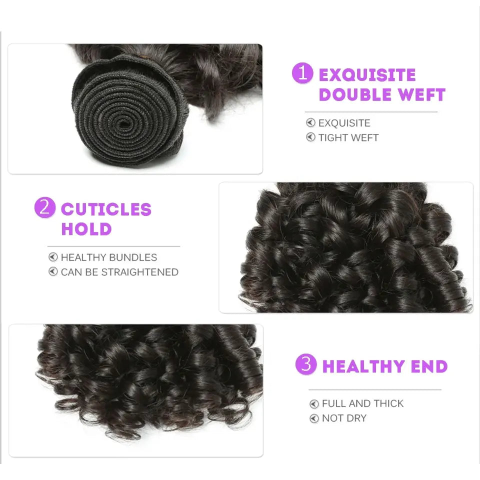 Baierte Brazilian Funmi Bouncy Curly Human Hair Weave Bundle Machine Double Weft Virgin Funmi Curly Human Hair Bundles For Women