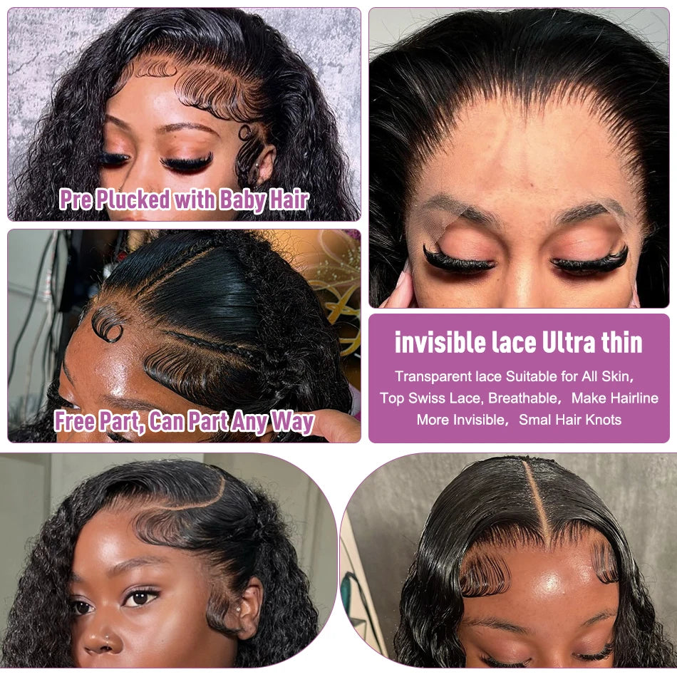 Links 250 Density Curly Wigs 13x6 13x4 HD Lace Frontal Human Hair Wigs  30 40 Inch Remy Deep Wave 5x5 Glueles Lace Wig For Women