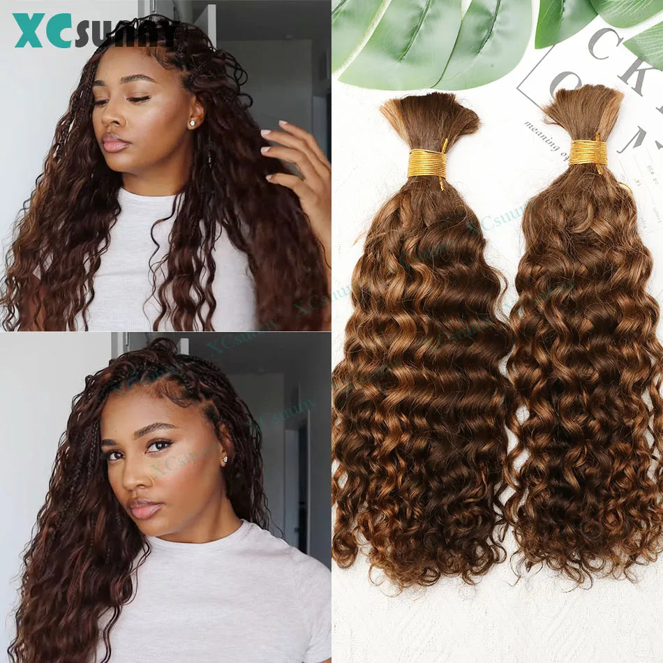 Bulk Curly Human Hair For Braiding 27 Burmese Bulk Human Hair Deep Wave 30 For Boho Knotless Braids Double Drawn Bundles