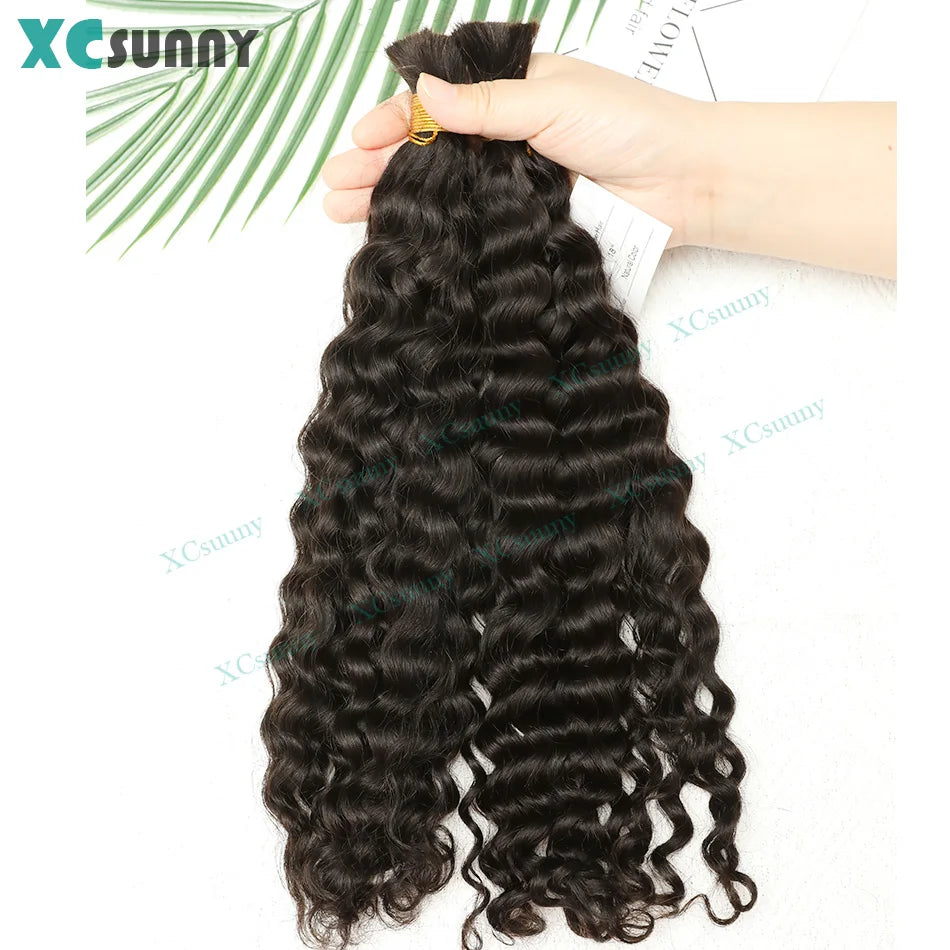 Bulk Curly Human Hair For Braiding 27 Burmese Bulk Human Hair Deep Wave 30 For Boho Knotless Braids Double Drawn Bundles