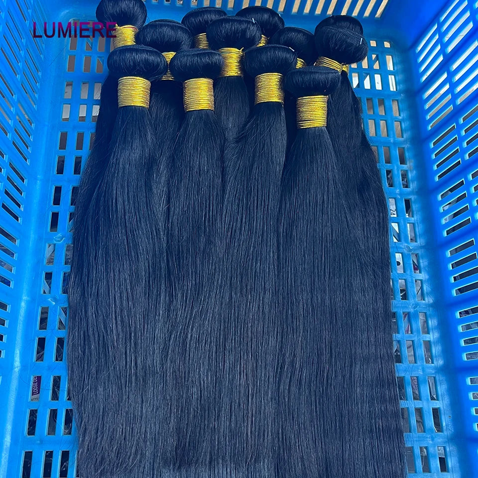40inch Bone Straight Human Hair Bundles 100% Brazilian Raw Virgin Human Hair 1/3/4 Bundles for Women 18A Thick Bundles Wholeasle