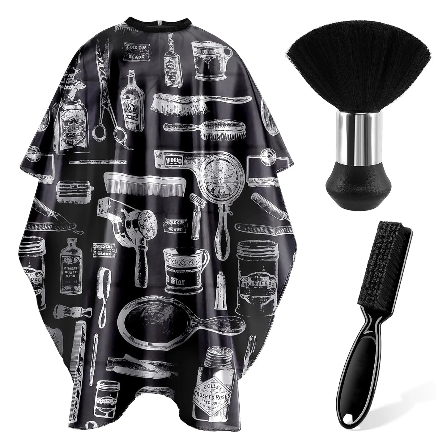3/8pcsHair Cutting Barber Cape Set with Neck Duster Brush Barber Brush Professional Barber Accessories Salon Cleaning Supplies