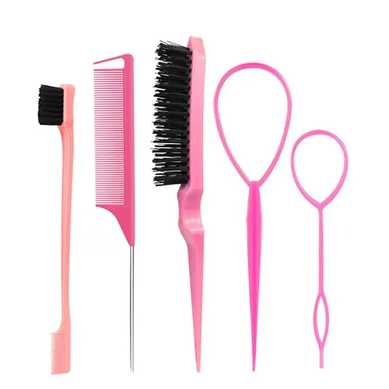 3-10pcs Hair Styling Comb Set Teasing Hair Brush Triple Teasing Comb Rat Tail Combs Edge Brush Hair Tail Tools Braid Tool Loop