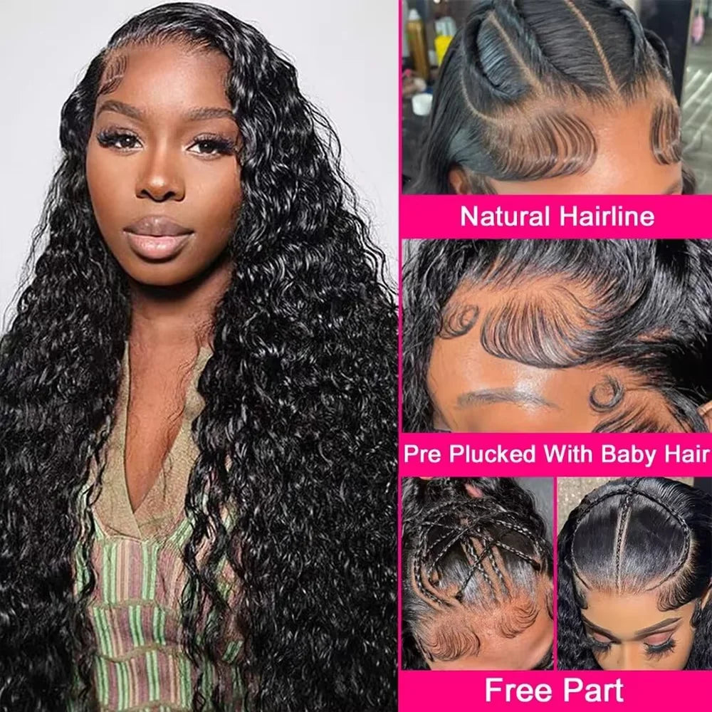 Glueless Wigs Human Hair Ready To Wear Water Wave Glueless Wigs Pre Plucked Pre Cut Lace 5x7 Kinky Curly Wigs For Women On Sale