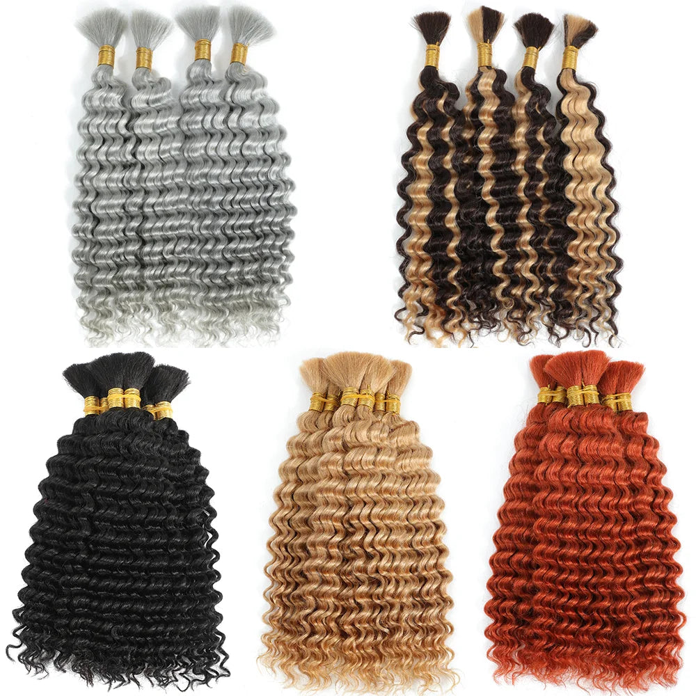 Human Braiding Hair for Boho Braids Bohemian Deep Wave Bulk 100g Human Hair for Braiding Wet and Wave Human Culry Hair for Boho