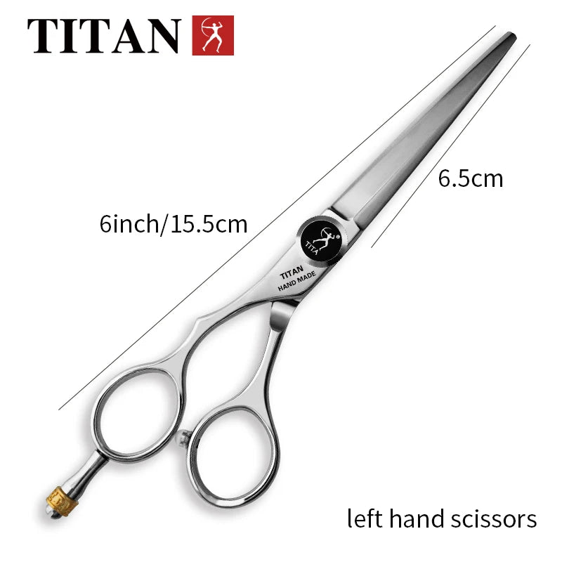TITAN professional barber cut left handle  hair scissors cutting and thinning shear 6inch 440c japan stainless steel