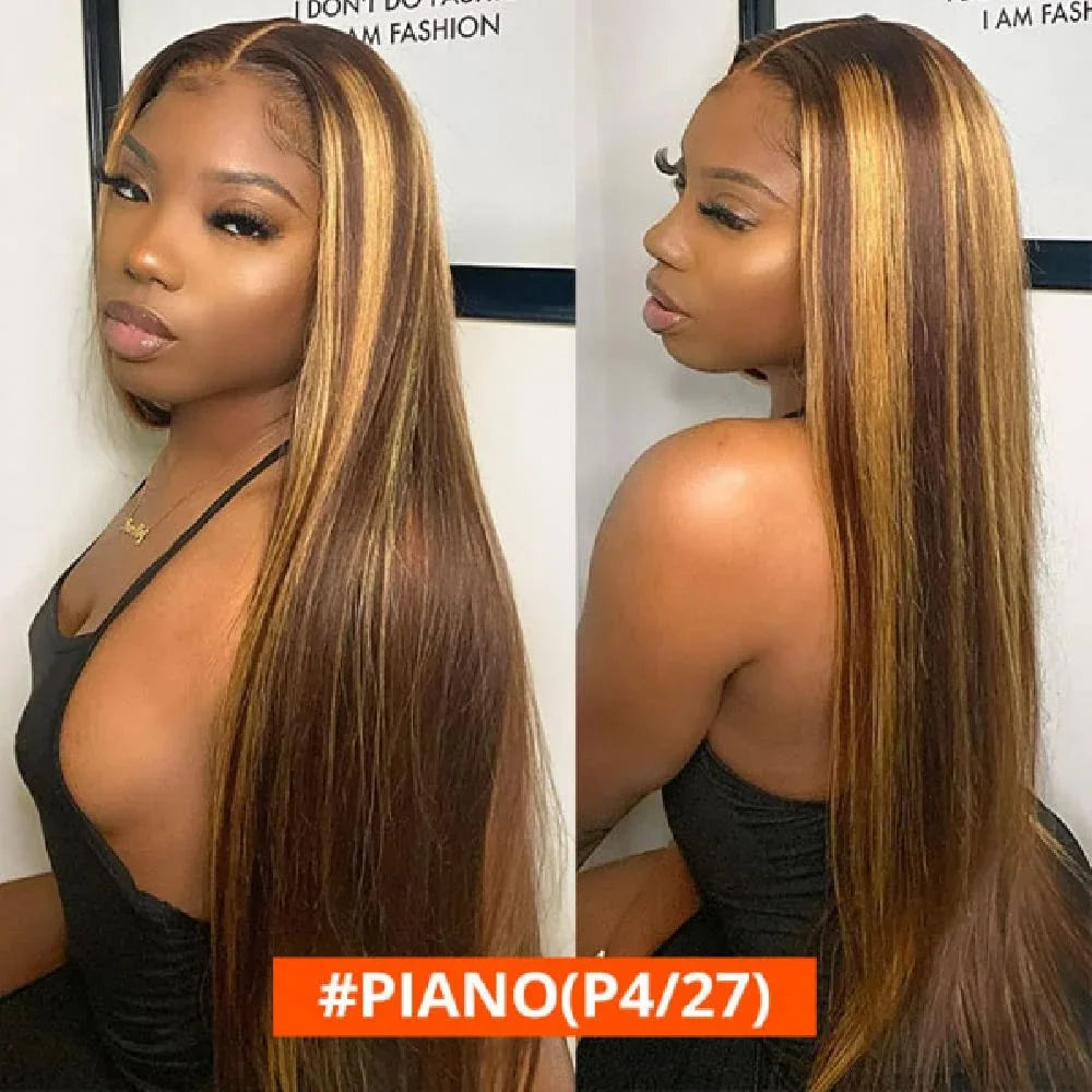Highlight Wig 13x4 Honey Blond Colored Lace Front Human Hair Wigs 13x6 Transparent lace Frontal Wigs Brazilian Human Hair