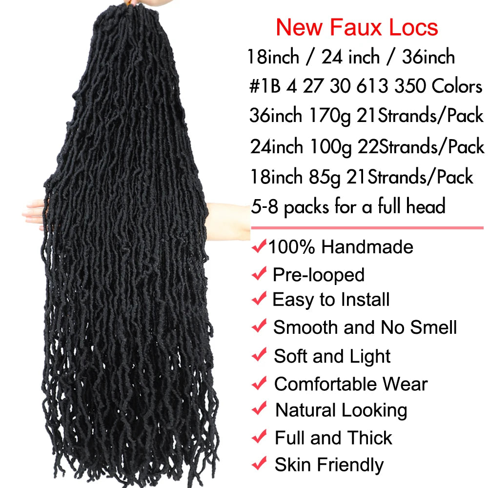 36 inch New Soft Locs Crochet Hair 18 24 inch Faux Locs Braids for Butterfly Dreadlocks Crochet Braid Hair Synthetic Locs Hair