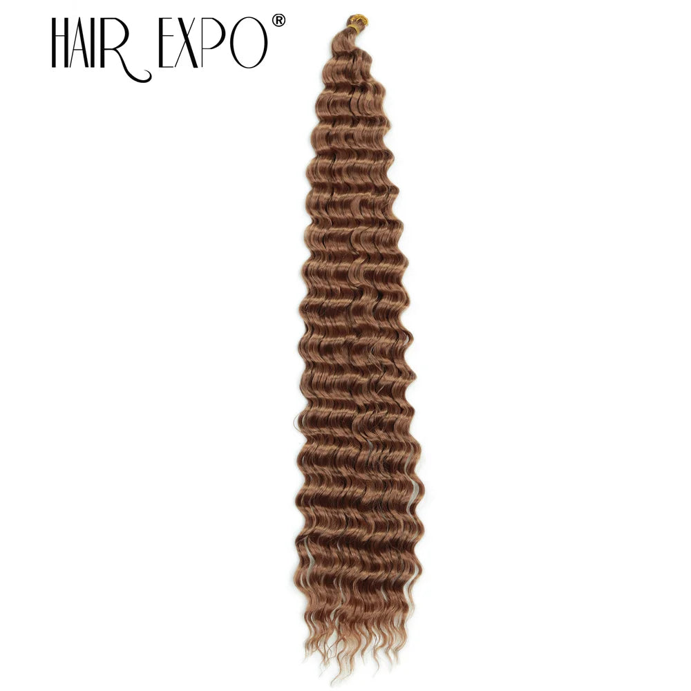 30Inch Deep Wave Twist Crochet Hair Synthetic Deep Curly Braiding Hair Extension Ombre Bohemian Ocean Wave Braids Hair For Women