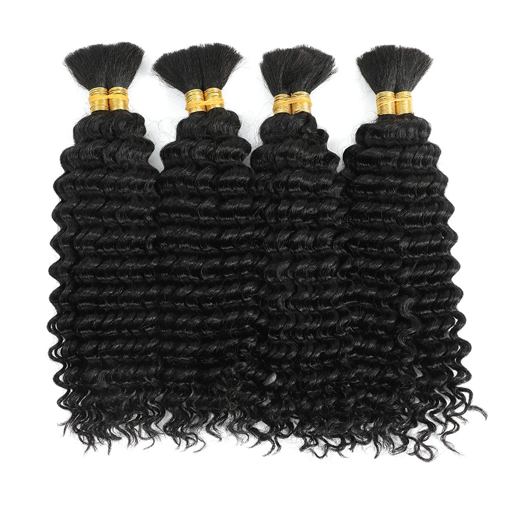 Human Braiding Hair for Boho Braids Bohemian Deep Wave Bulk 100g Human Hair for Braiding Wet and Wave Human Culry Hair for Boho