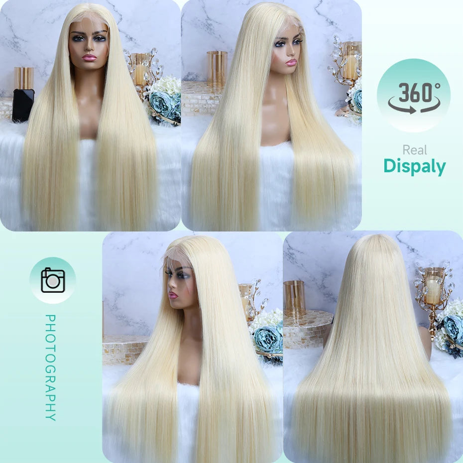 13x6 HD Transparent Lace 613 Blonde 360 Lace Front Human Hair Wig 13x4 Frontal Straight Wig Brazilian Pre plucked Wigs For Women