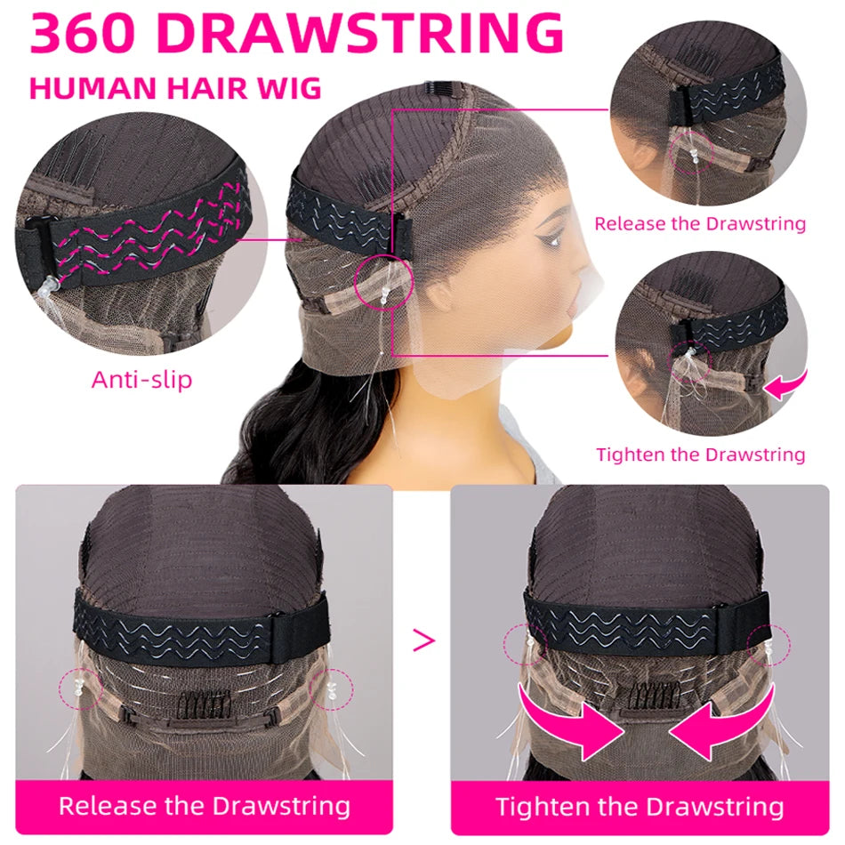 Body Wave 360 Full HD Lace Frontal Wigs Human Hair Preplucked Brazilian Glueless Wig 200 Density 13x4 Lace Front Human Hair Wig