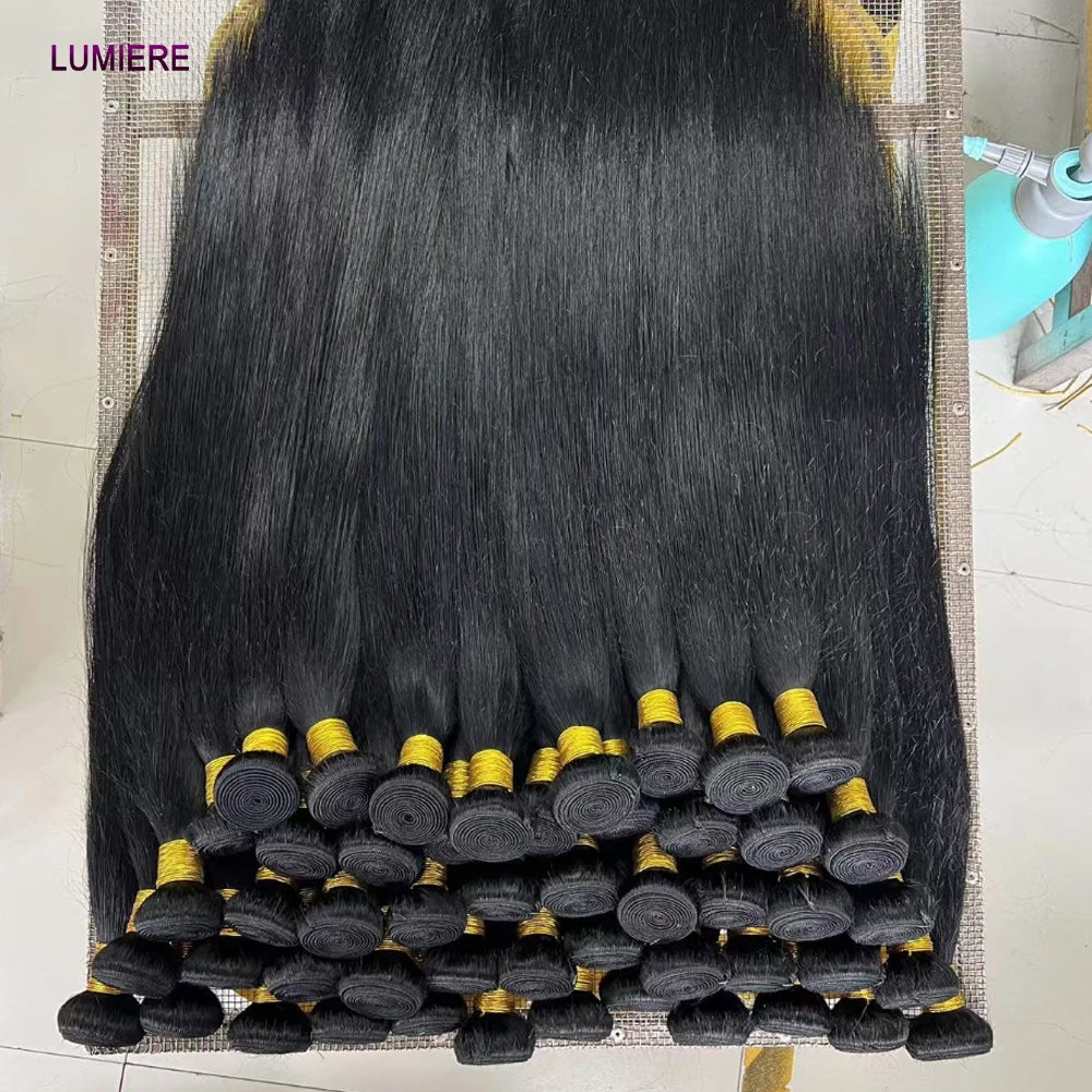 40inch Bone Straight Human Hair Bundles 100% Brazilian Raw Virgin Human Hair 1/3/4 Bundles for Women 18A Thick Bundles Wholeasle