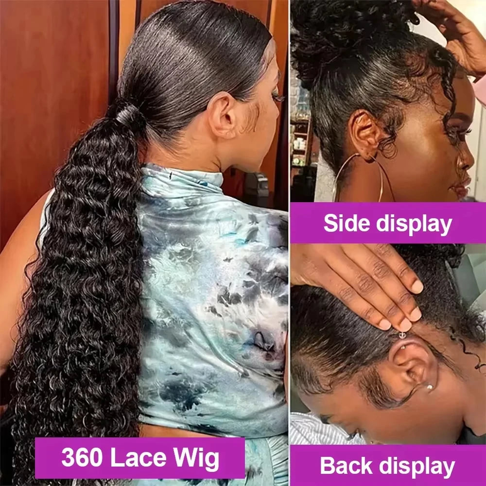 360 HD Full Lace Front Wigs Curly Wig Human Hair Pre Plucked Deep Wave Invisible Strap Wig 13x4 13x6 HD Lace Frontal Wig