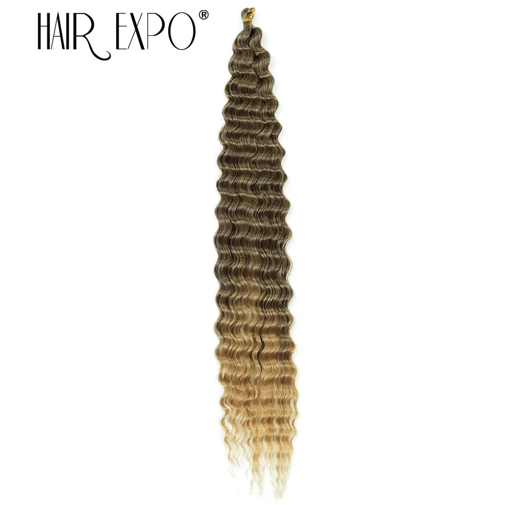 30Inch Deep Wave Twist Crochet Hair Synthetic Deep Curly Braiding Hair Extension Ombre Bohemian Ocean Wave Braids Hair For Women